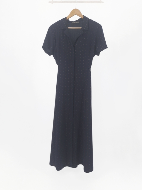 Norton McNaughton Dresses & Skirts - ✨Vintage 90s Norton McNaughton Navy Polka Dot Midi Shirt Dress✨